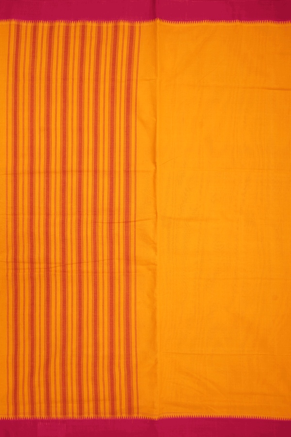 Contrast Border Plain Honey Orange Mangalagiri Cotton Saree