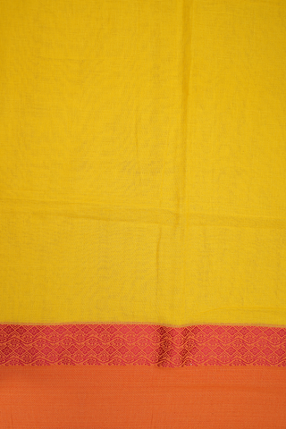 Contrast Border Plain Honey Yellow Bengal Cotton Saree