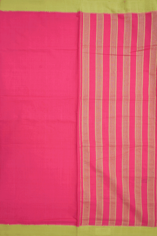 Contrast Border Plain Hot Pink Mangalagiri Cotton Saree