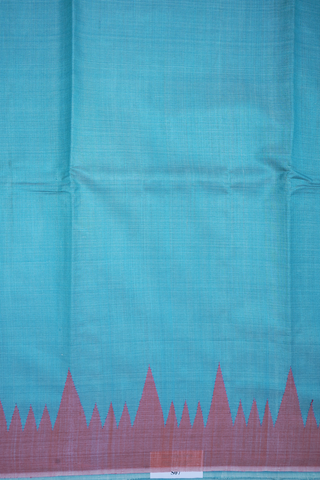 Contrast Border Plain Light Blue Tussar Silk Saree
