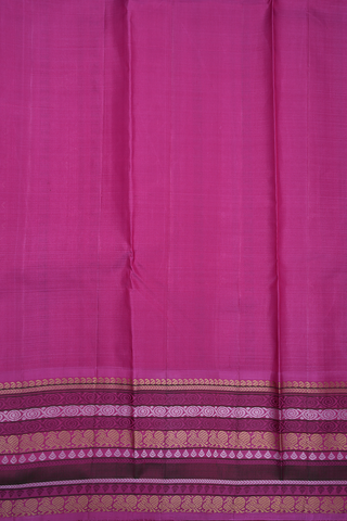 Contrast Border Plain Light Grey Kanchipuram Silk Saree
