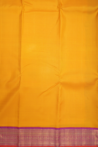 Korvai Border Plain Marigold Yellow Kanchipuram Silk Saree