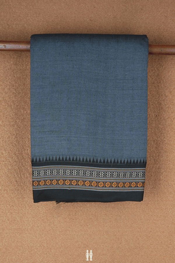 Contrast Border Plain Metal Grey Dharwad Cotton Saree