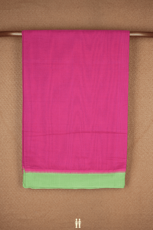 Contrast Border Plain Mulberry Pink Mangalagiri Cotton Saree