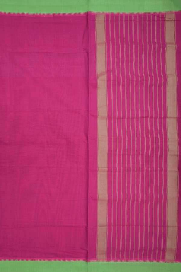Contrast Border Plain Mulberry Pink Mangalagiri Cotton Saree