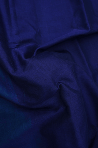 Contrast Silk Border Plain Navy Blue Gadwal Cotton Saree