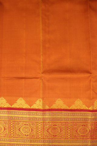 Contrast Border Plain Orange Kanchipuram Silk Saree