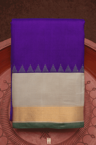 Contrast Border Plain Purple Gadwal Silk Saree