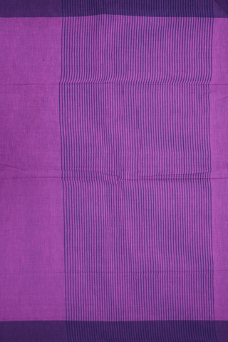 Contrast Border Plain Purple Rose Bengal Cotton Saree