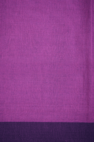 Contrast Border Plain Purple Rose Bengal Cotton Saree