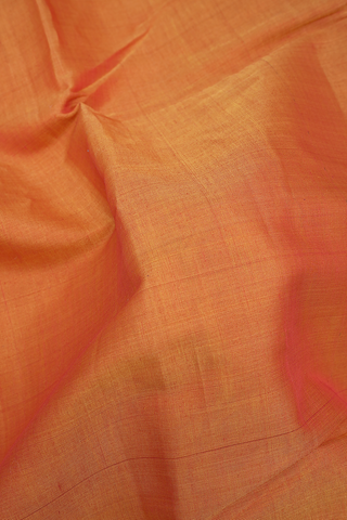 Contrast Border Plain Royal Orange Gadwal Cotton Saree