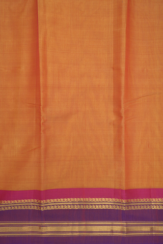 Contrast Border Plain Royal Orange Gadwal Cotton Saree