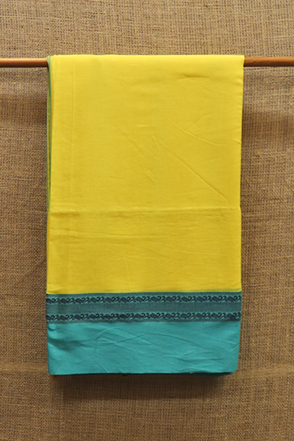 Contrast Border Plain Royal Yellow Bengal Cotton Saree