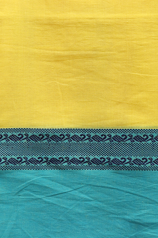 Contrast Border Plain Royal Yellow Bengal Cotton Saree
