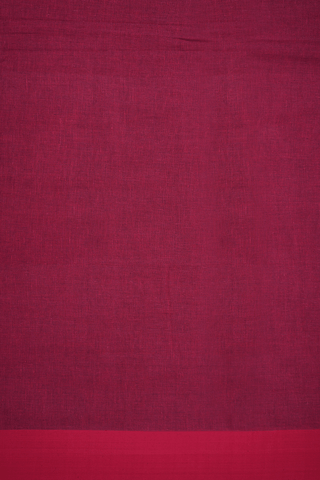 Contrast Border Plain Ruby Red Bengal Cotton Saree