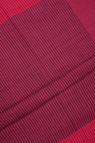 Contrast Border Plain Ruby Red Bengal Cotton Saree