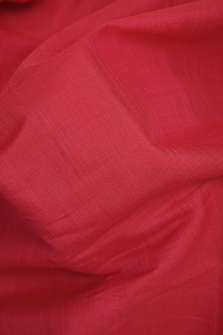 Contrast Border Plain Scarlet Red Gadwal Silk Cotton Saree