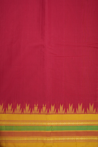 Contrast Border Plain Scarlet Red Gadwal Silk Cotton Saree