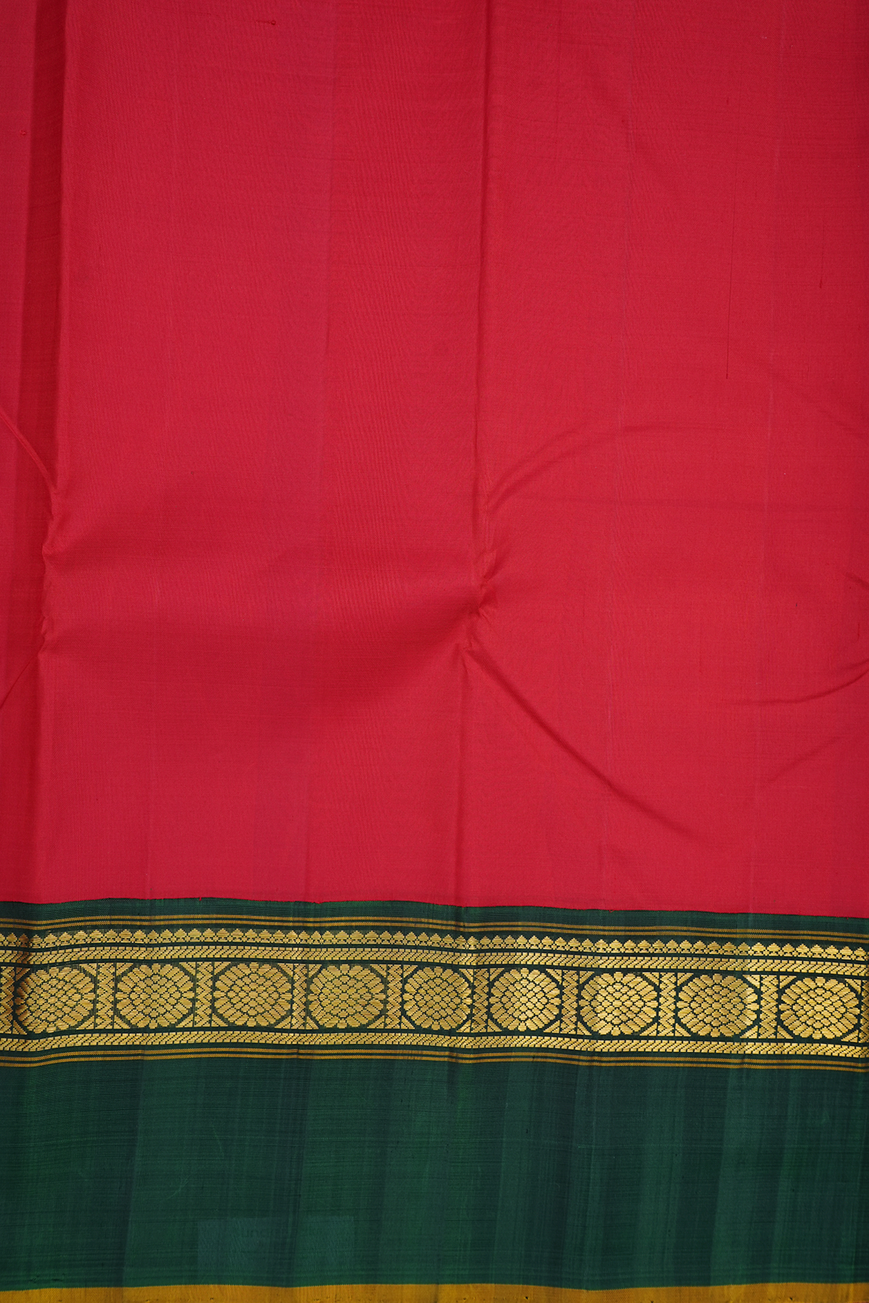 Contrast Border Plain Scarlet Red Kanchipuram Silk Saree