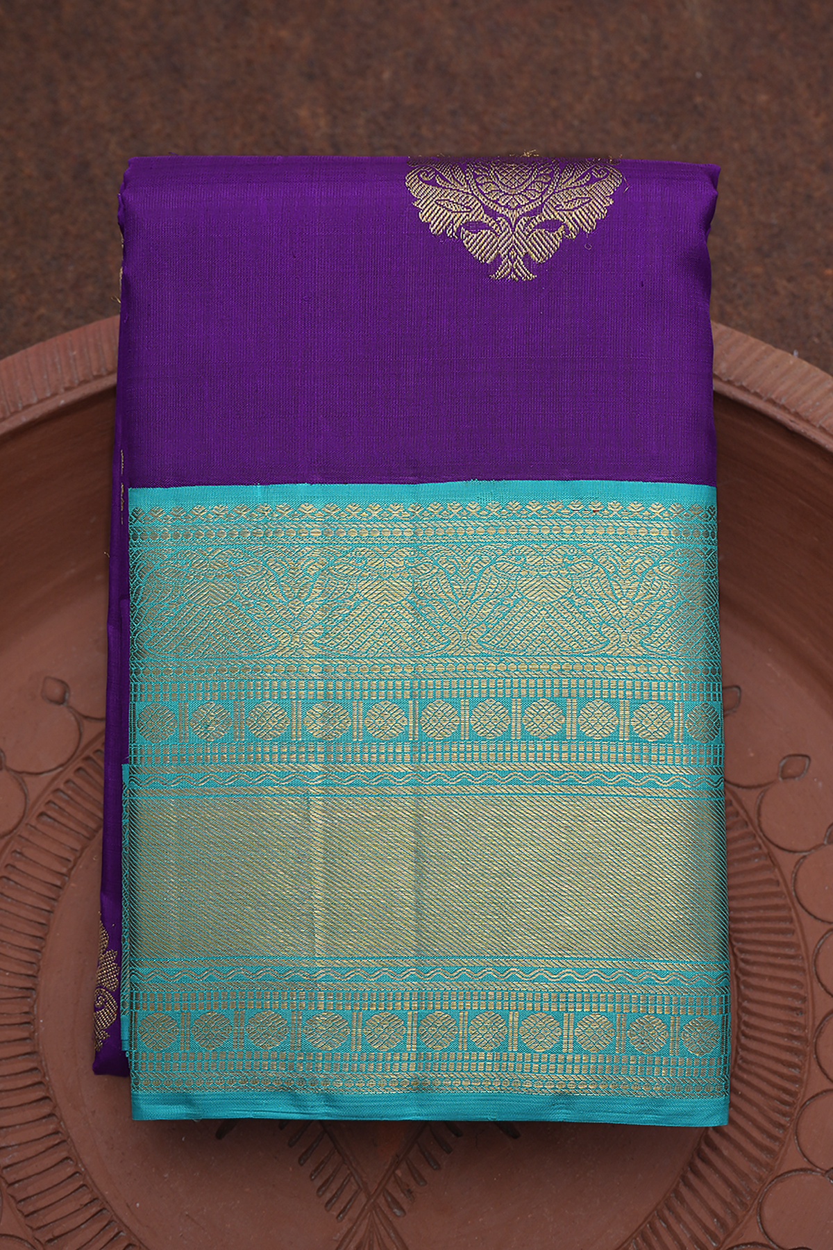 Floral Zari Motifs Purple Kanchipuram Silk Saree
