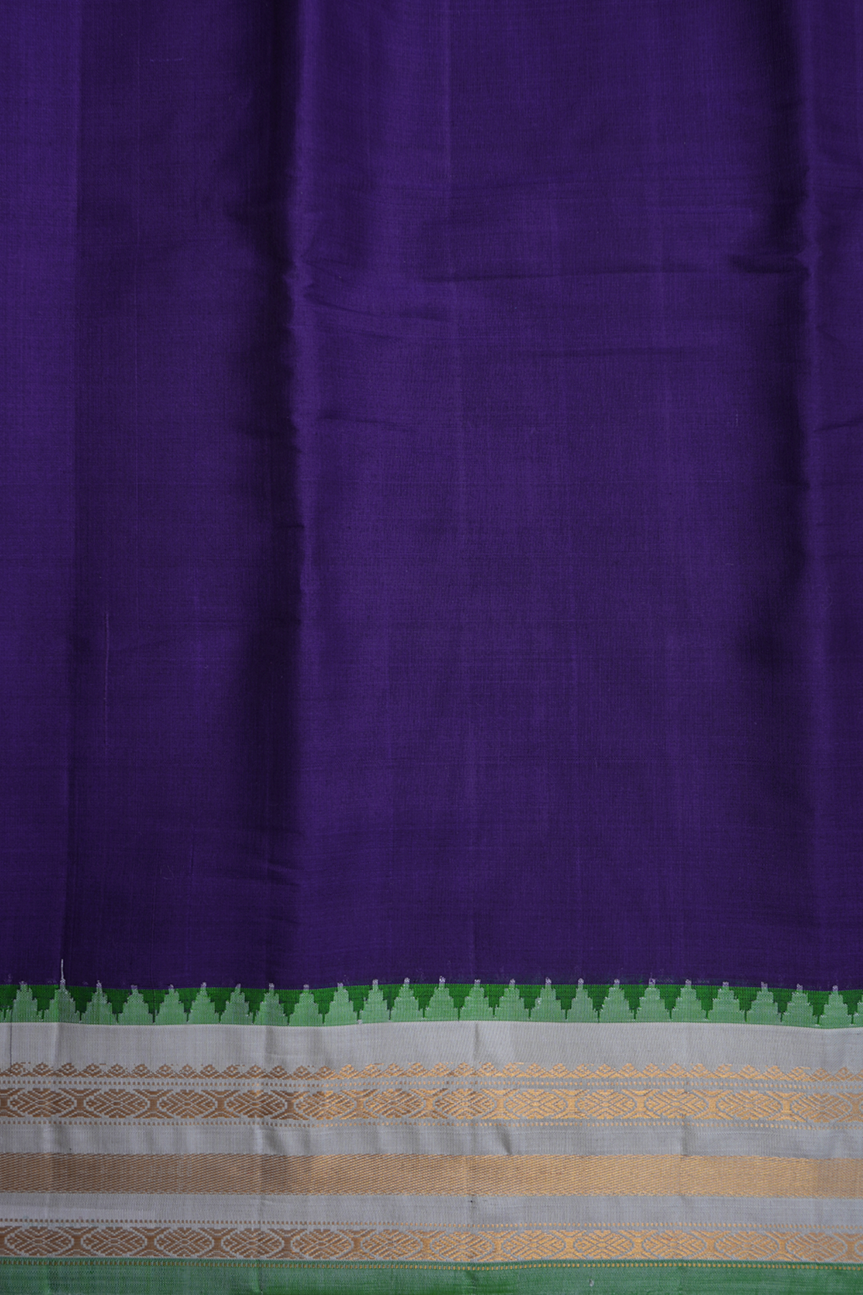 Contrast Border Regal Purple Gadwal Silk Cotton Saree