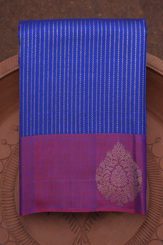 Contrast Border Royal Blue Kanchipuram Silk Saree