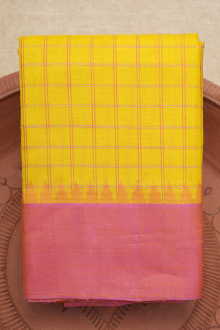 Contrast Border Royal Yellow Gadwal Silk Cotton Saree