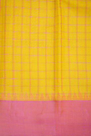 Contrast Border Royal Yellow Gadwal Silk Cotton Saree