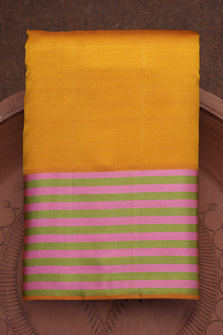 Contrast Border Saffron Yellow Kanchipuram Silk Saree