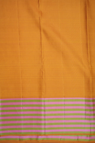 Contrast Border Saffron Yellow Kanchipuram Silk Saree