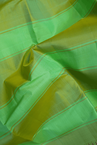 Contrast Border Shades Of Green Kanchipuram Silk Saree