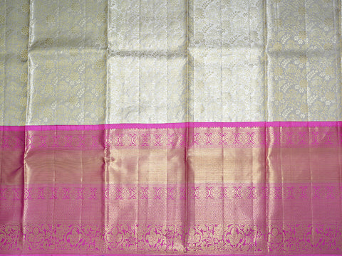 Contrast Border Silver Tissue Pavadai Sattai Material