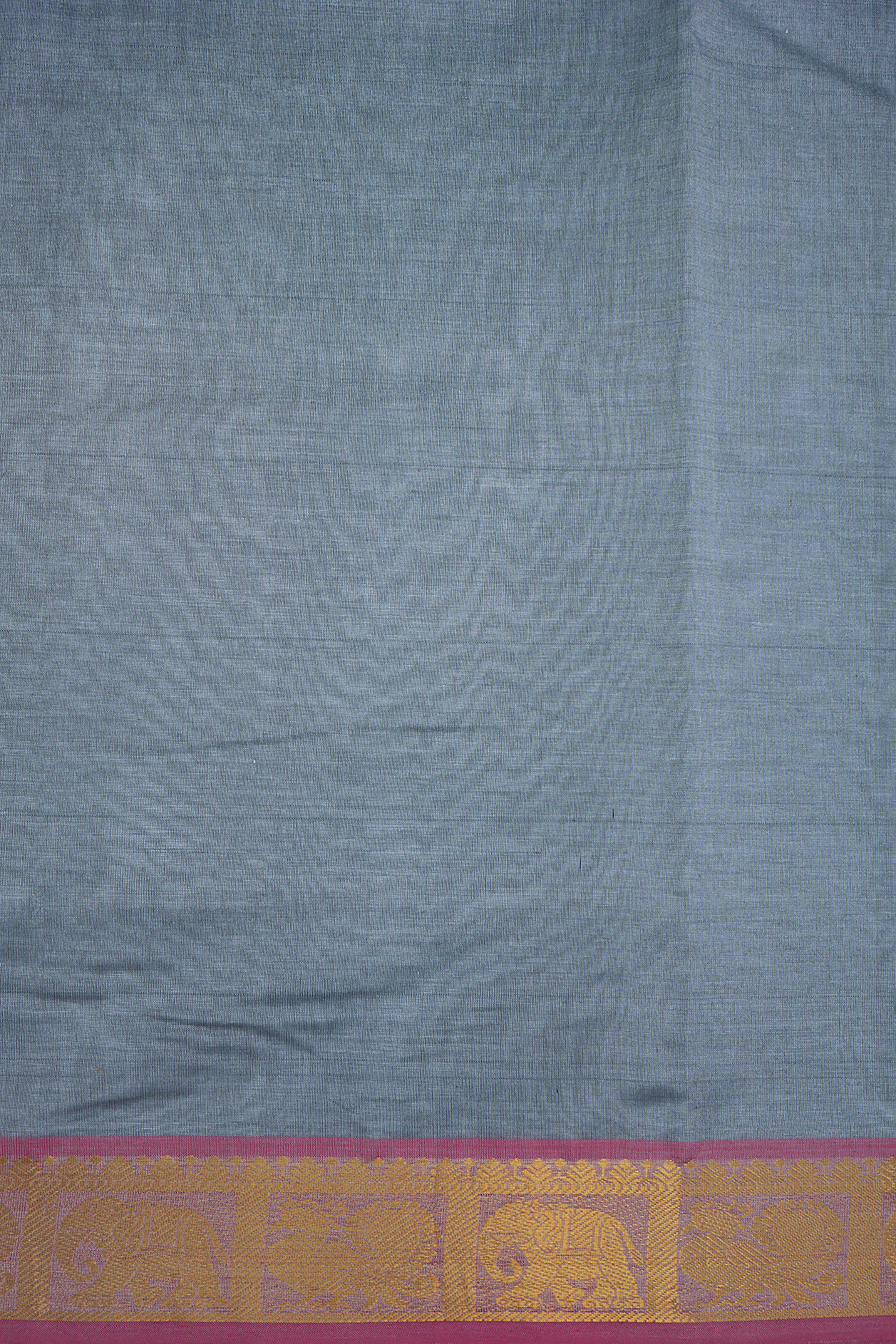 Contrast Border Steel Blue Traditional Silk Cotton Saree