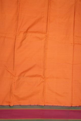 Contrast Border With Checked Mustard Dharwad Cotton Saree