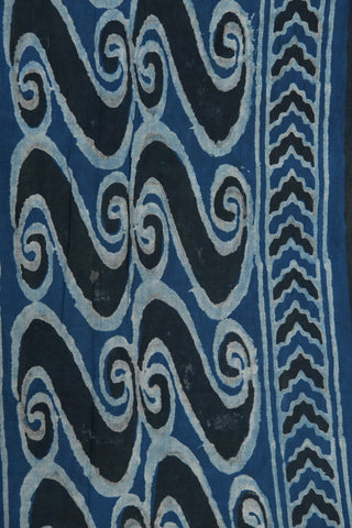 Contrast Border With Floral Printed Pastel Blue Chanderi Silk Cotton Saree
