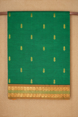 Floral Zari Buttas Emerald Green Venkatagiri Cotton Saree