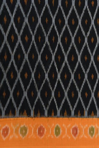Contrast Border With Geometric Pattern Black Pochampally Cotton Saree