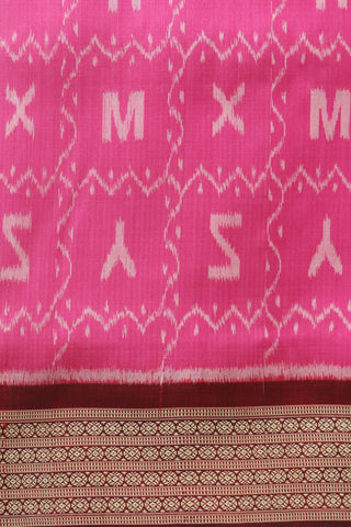 Contrast Border With Alphabetic Words Pink Odisha Silk Saree