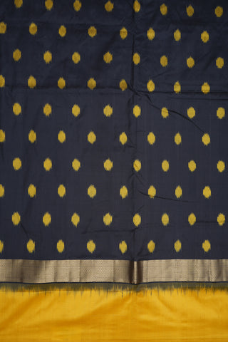 Contrast Border With Polka Dots Black Pochampally Handloom Silk Saree