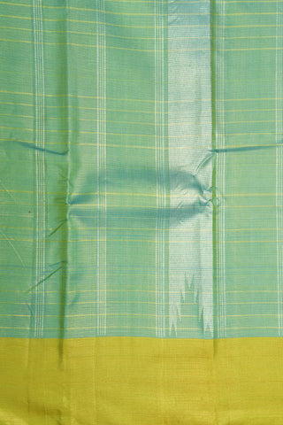 Contrast Border With Silver Zari Tissue Sage Green Kanchipuram Silk Saree