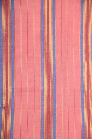 Contrast Border With Small Checks Light Pink Semi Gadwal Cotton Saree
