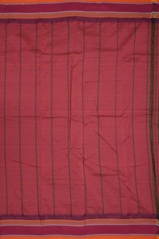 Contrast Border With Stripes Black Dharwad Cotton Saree