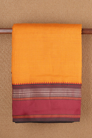 Contrast Border With Stripes Orange Dharwad Cotton Saree