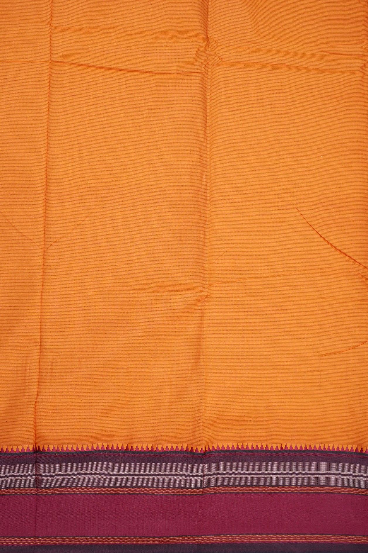 Contrast Border With Stripes Orange Dharwad Cotton Saree