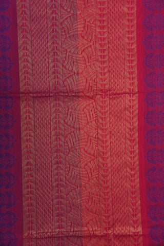 Contrast Border With Thoranam Design Blue Kora Silk Cotton Saree