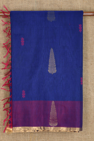 Contrast Border With Thoranam Design Blue Kora Silk Cotton Saree