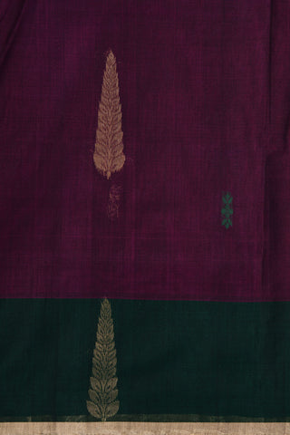 Contrast Border With Thoranam Design Dark Purple Kora Silk Cotton Saree