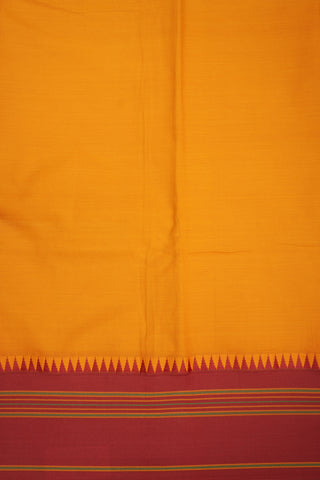 Contrast Border Turmeric Yellow Dharwad Cotton Saree