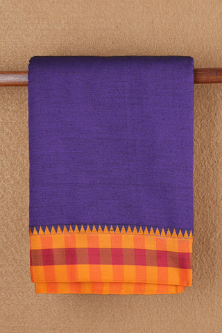 Checked Threadwork Border Purple Dharwad Cotton Saree