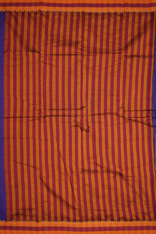 Checked Threadwork Border Purple Dharwad Cotton Saree